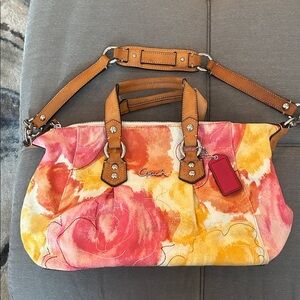 Coach Floral Shoulder Bag - Red, Pink, Yellow